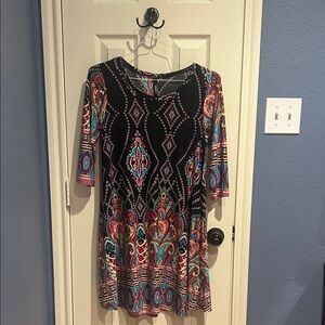 Yahada Black and Pink Geometric Tunic